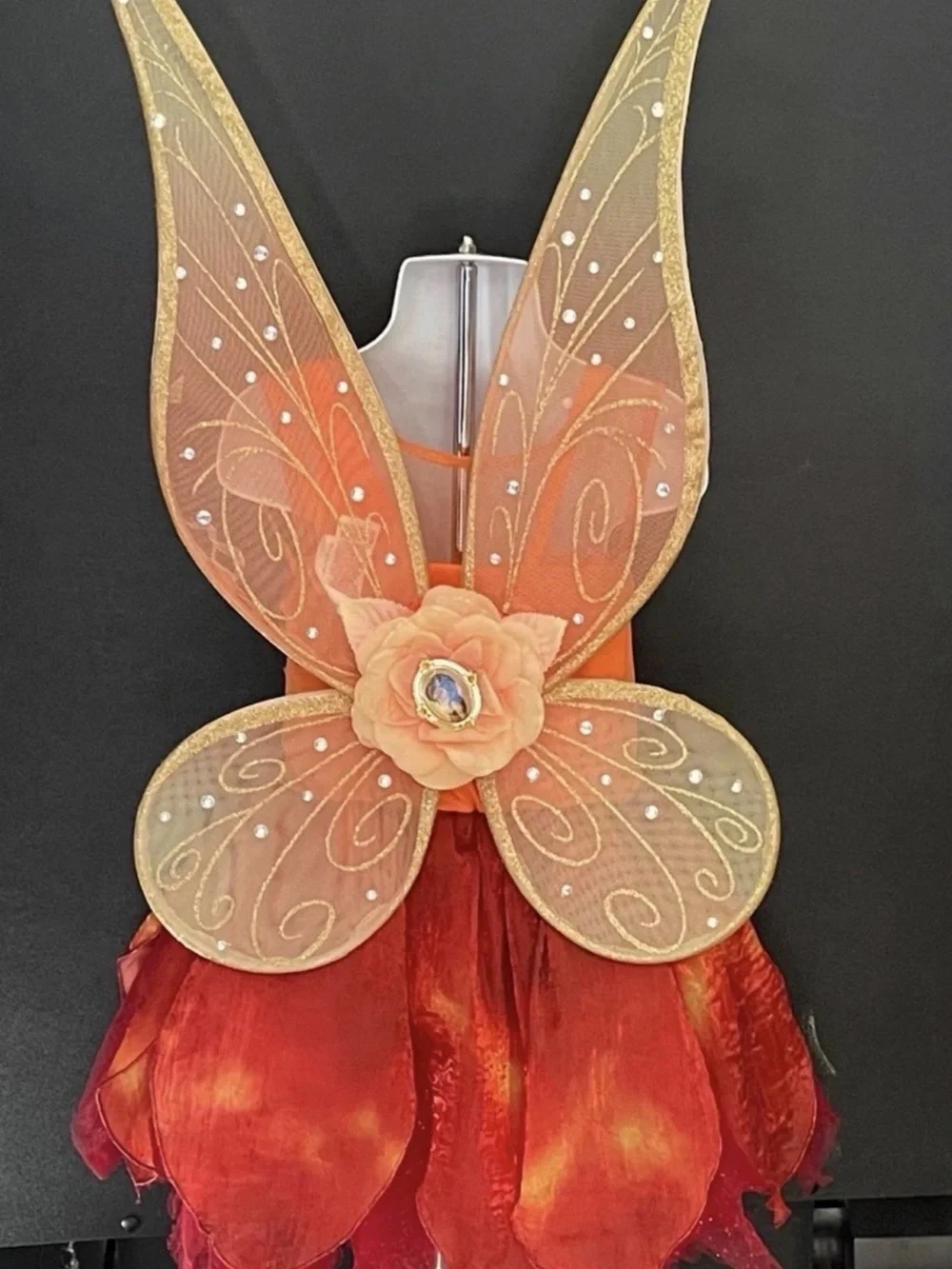 Disney Store Girls FAWN ANIMAL FAIRY COSTUME DRESS Size 4 w/Matching WINGS